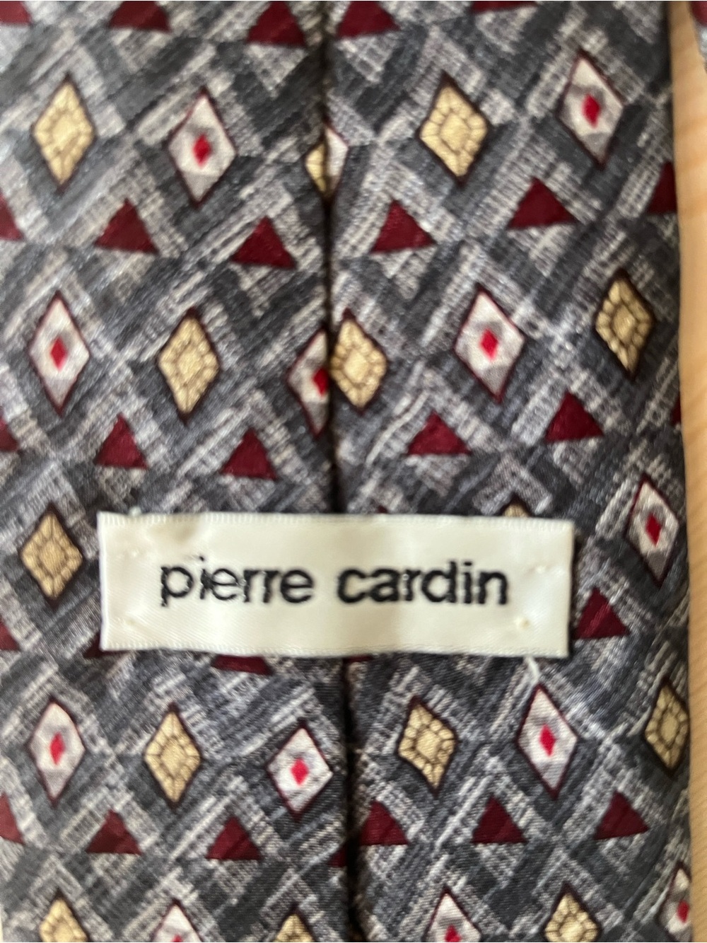 Vintage Pierre Cardin 90s Geometric Diamond Pattern Silk Tie